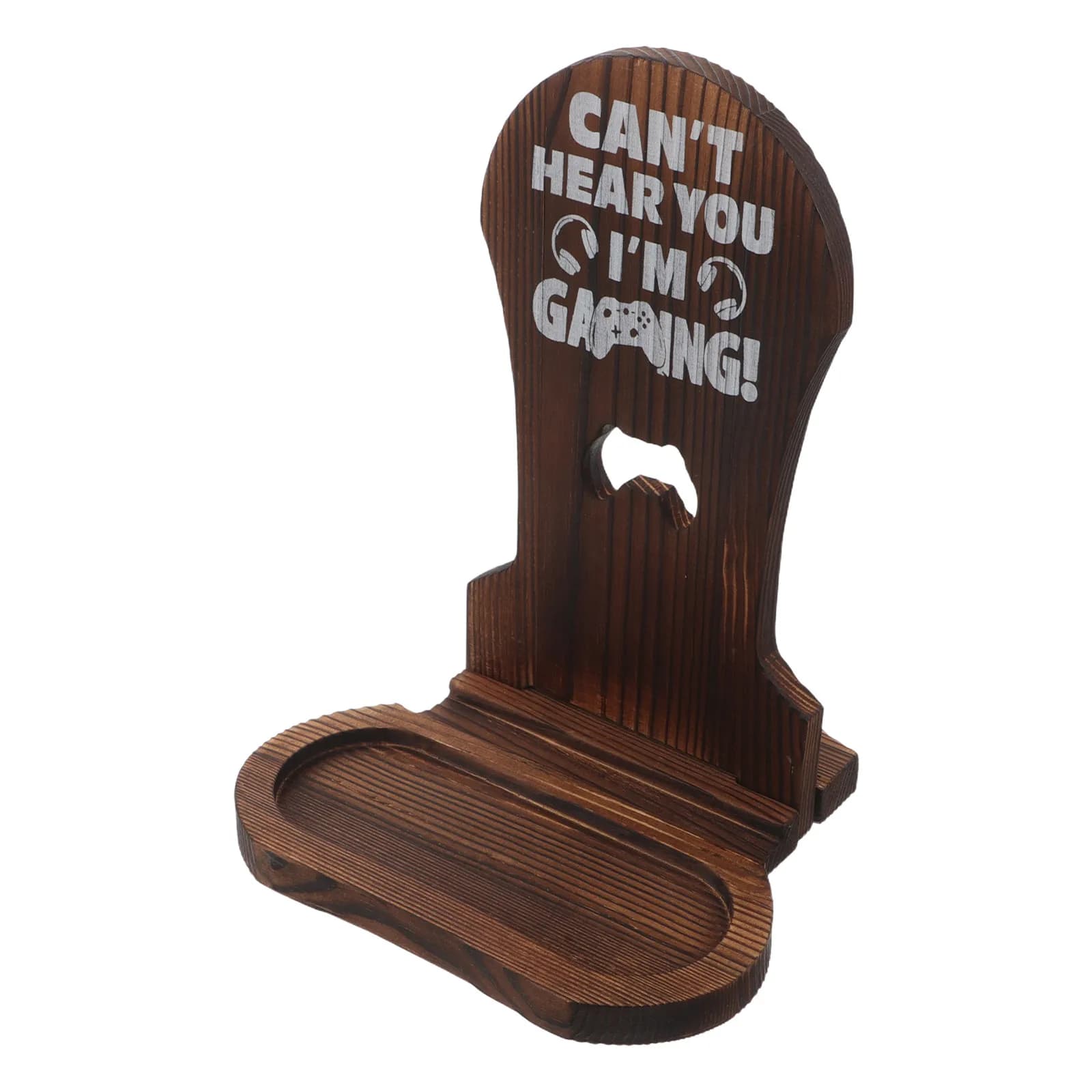 Gaming Headset Stand Wood Desktop Headphone Holder for Gamers Wireless Over-Ear Headphone Organizer Natural Solid Wood Desk