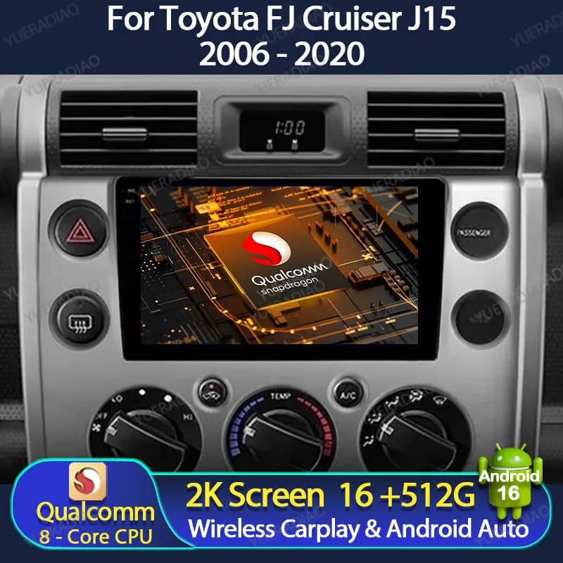 Android 15 Autoradio Per Toyota FJ Cruiser J15 2006 - 2020 Qualcomm BT Multimedia Stereo Lettore Video GPS NAVI 2DIN QLED 4G WIFI