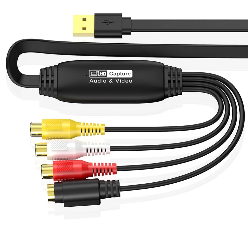 Scheda di acquisizione video USB per VHS, TV, DVD, VCR - Adattatore da USB a AV, Convertitore video da RCA a USB per PC