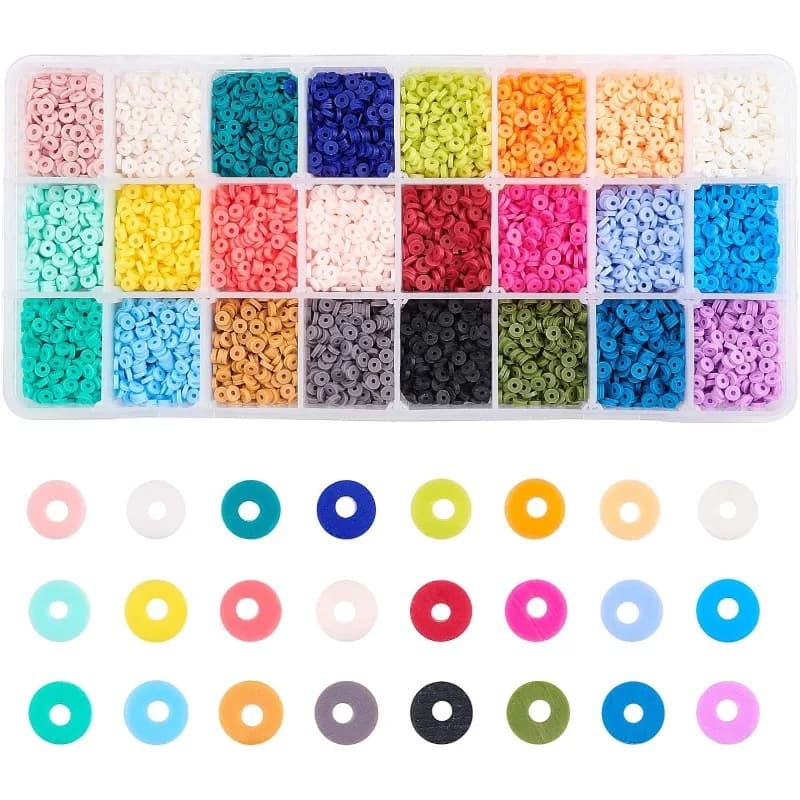 9120pcs Heishi Clay Beads 4mm Vinyl Disc Beads 24 colori Polymer Clay Beads perline piatte in silicone per girocollo orecchino hawaiano