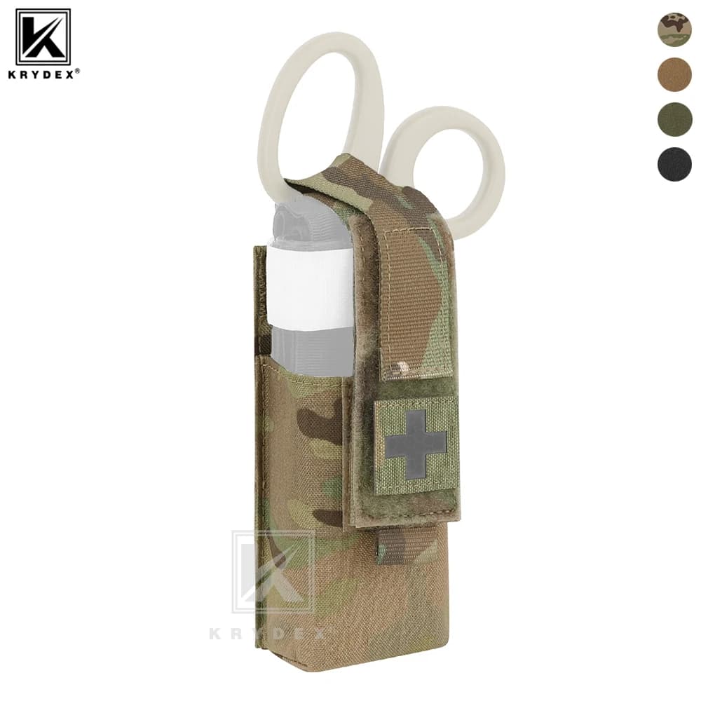 KRYDEX Kit di pronto soccorso 3 in 1 Custodia in nylon Kit di cesoie EMT da 7,25 pollici Borsa per forbici per traumi medici Attrezzatura da caccia Accessori per esterni