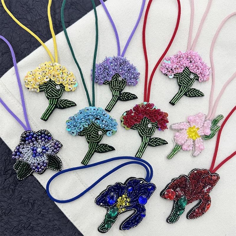 Sequin Flower Beaded Bag Charm,Keychain Crystal Pendant,Purse/Handbag/Backpack/Phone Case Hanging Decor,Keyring DIY Accessories