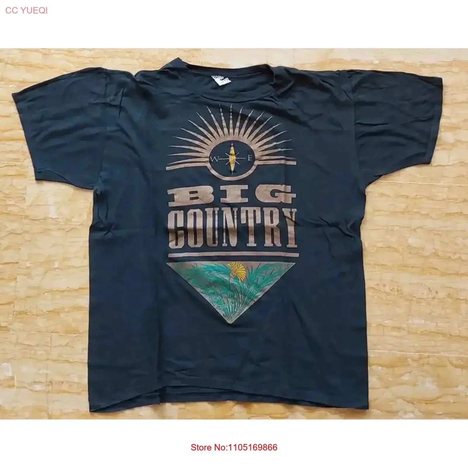BIG COUNTRY vintage '83 maglietta nera vintage lavata elegante traspirante confortevole streetwear allungato morbido moda leggermente