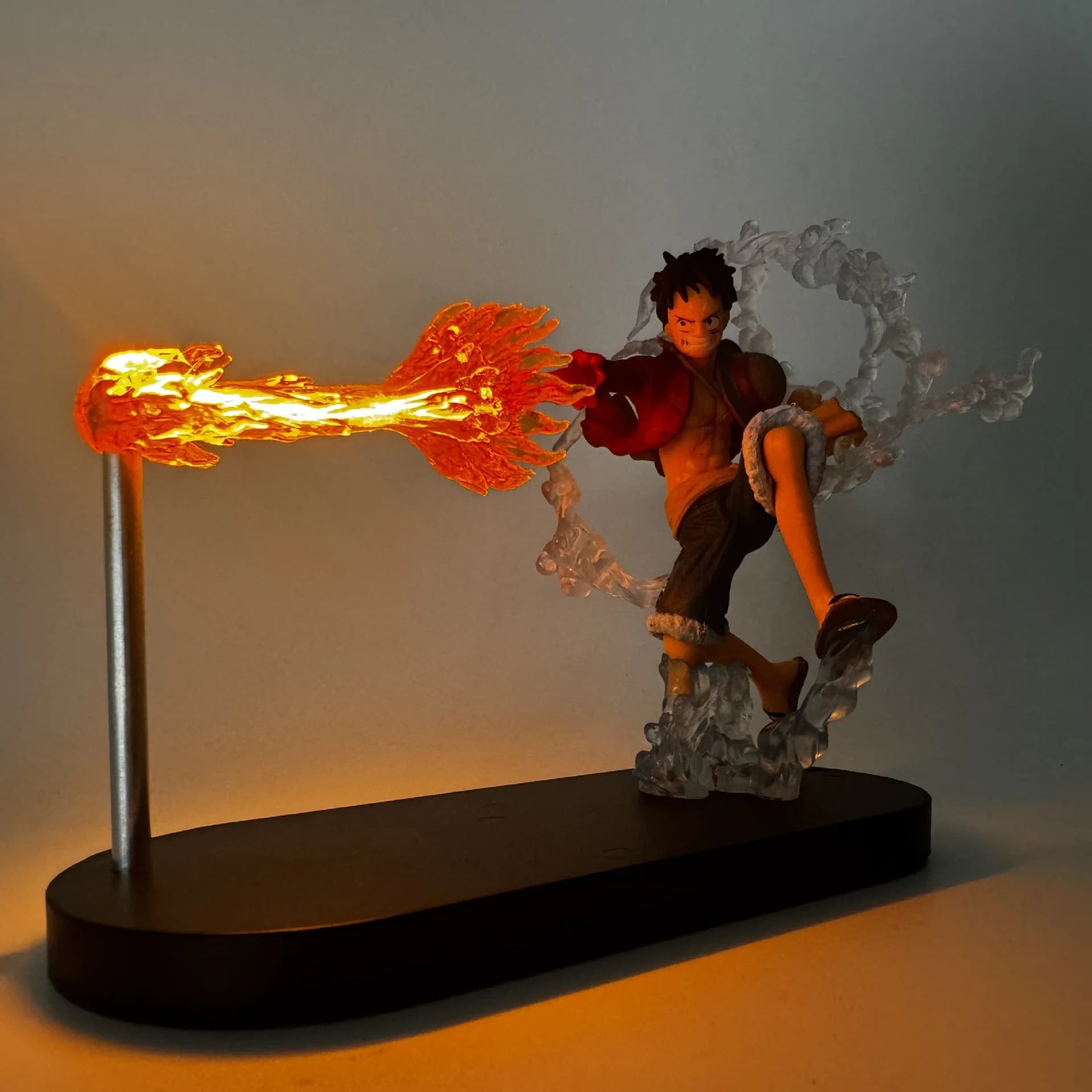 Fire Fist Ace Anime Luce notturna One Piece Rufy Figura Decor per camera da letto Studio Decor Illuminazione ambientale Ragazzo Regalo per bambini