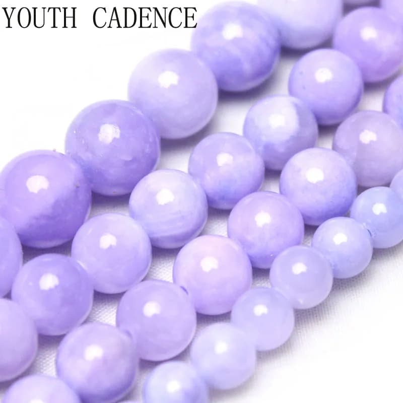 Natural Purple Jades Stone Gem Round allentato Spacer Beads 15 "Strand 4 6 8 10 12mm Pick Size per gioielli che fanno braccialetto fai da te