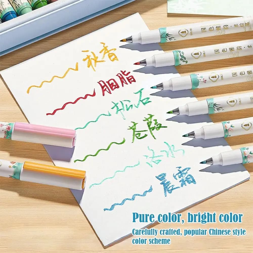 Multifunctional Soft Head Calligraphy Pen 24 Colors Water-based Pigment Ink Watercolor Pen Painting Brush Back To School Gift