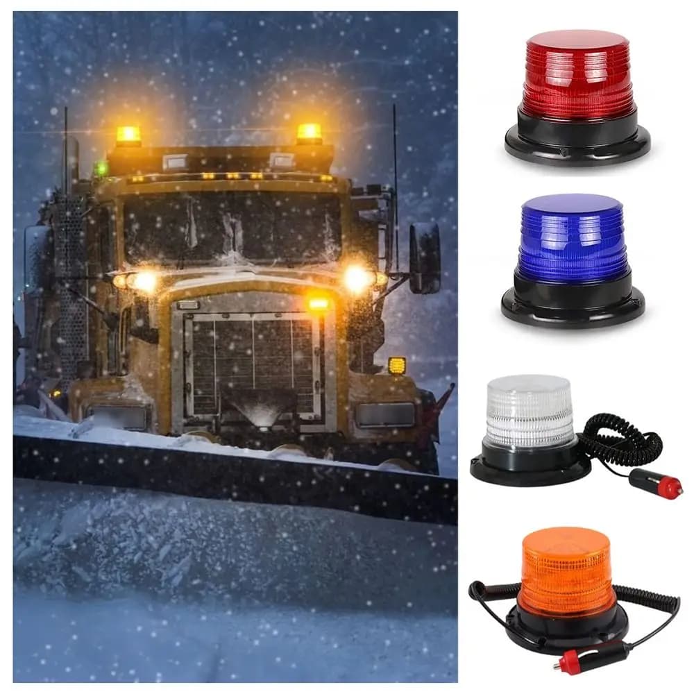 Luci LED di emergenza 12V per veicoli Luci da tetto ambrate per camion Auto Mini barra luminosa 24 LED Supporto magnetico