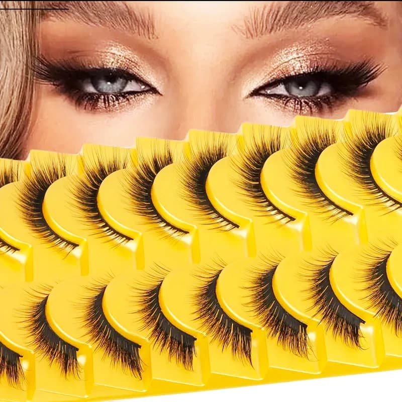 Ciglia finte effetto mango, lunghe e spesse, 3D morbide e voluminose, 10 paia