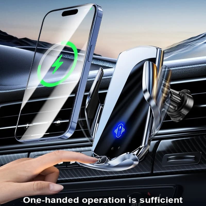 Caricatore wireless magnetico per auto a induzione a infrarossi da 15W con ricarica rapida, supporto automatico per telefono da auto per iPhone e Samsung