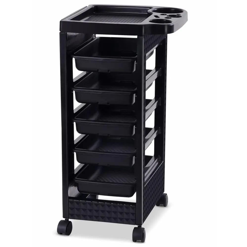 Carrello Portatile con 5 Ripiani, Porta Asciugacapelli, Ideale per Saloni di Bellezza e Attrezzature Estetiche