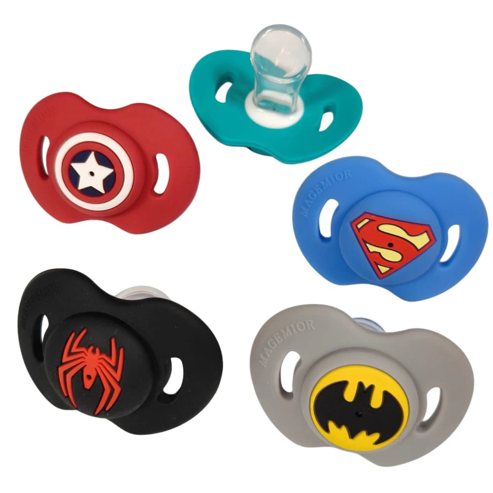 1PC food grade super hero Silicone baby Pacifier Chain Clips Dummy Nipples Holder Teething Chain
