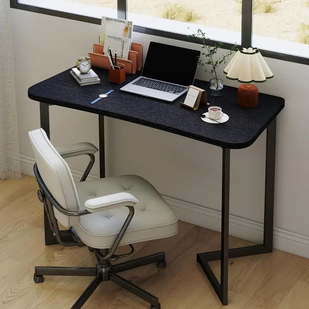 Scrivania Compatta da 40 Pollici - Stile Moderno ed Elegante per Studio, Lavoro o Gaming in Ufficio o a Casa (Nero)