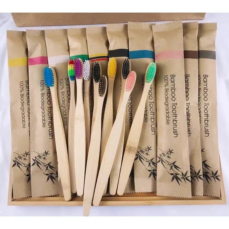 5-30 spazzolini da denti in bambù con setole morbide, ecologici, biodegradabili, con manico in legno, per lo sbiancamento dei denti