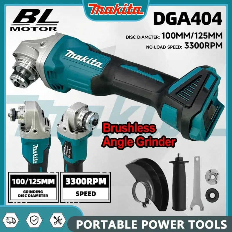 Smerigliatrice Angolare Elettrica Makita DGA404 Brushless, Macchina per Taglio e Lucidatura, Utensile a Batteria 18V 125/100mm