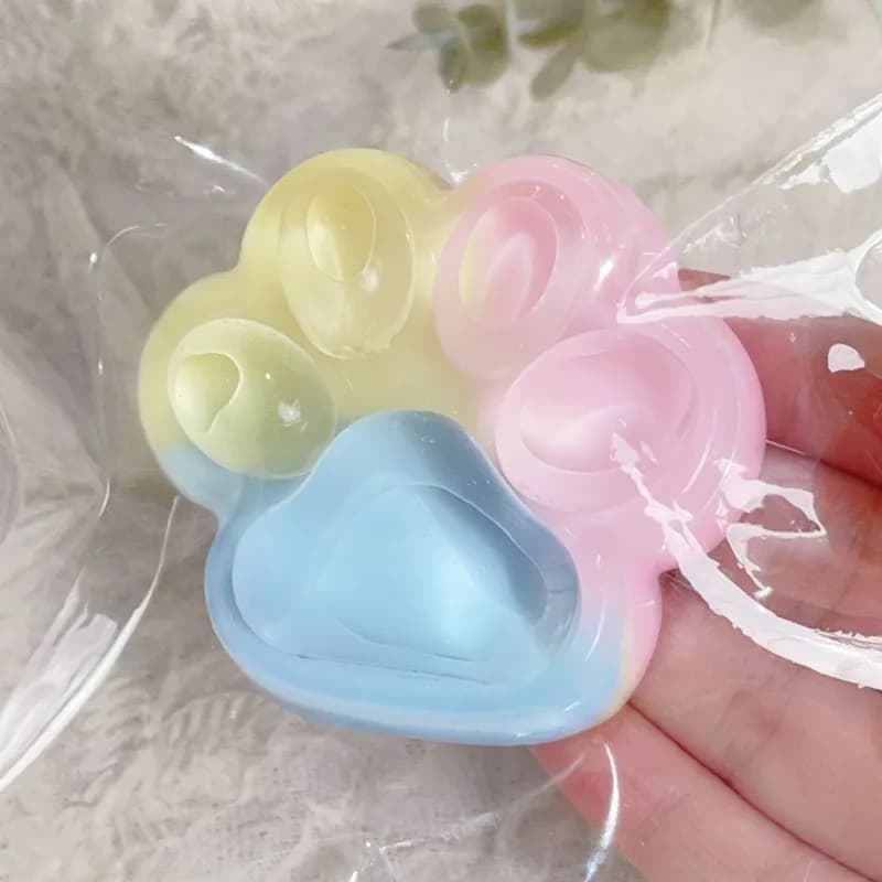 Giocattolo Antistress a Forma di Zampa di Gatto Arcobaleno in Tre Colori, Morbido e Carino, a Lenta Ripresa, per Regali di Compleanno per Bambini