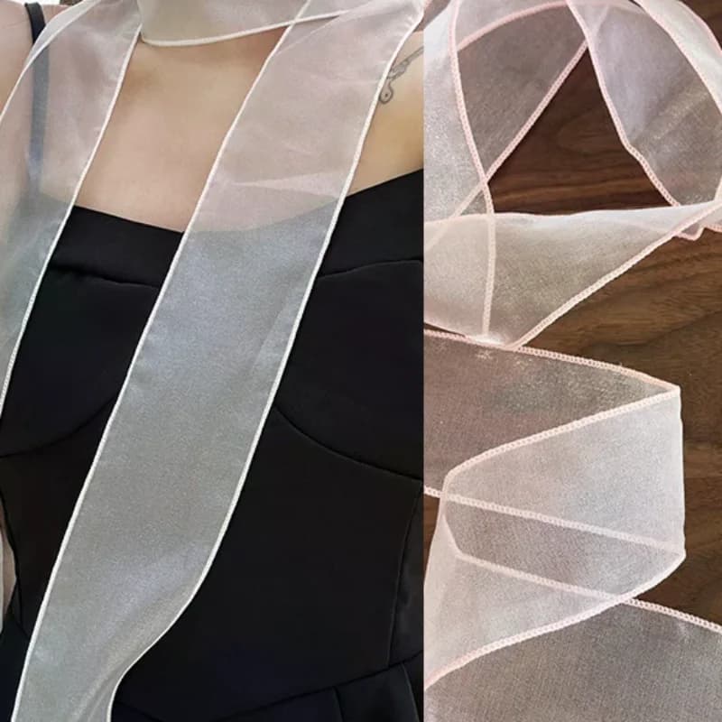 Fascia per capelli lunga e sottile in filato trasparente Primavera Estate per Donna e Ragazza, Sciarpa alla moda per lo shopping e per scattare foto, Regalo