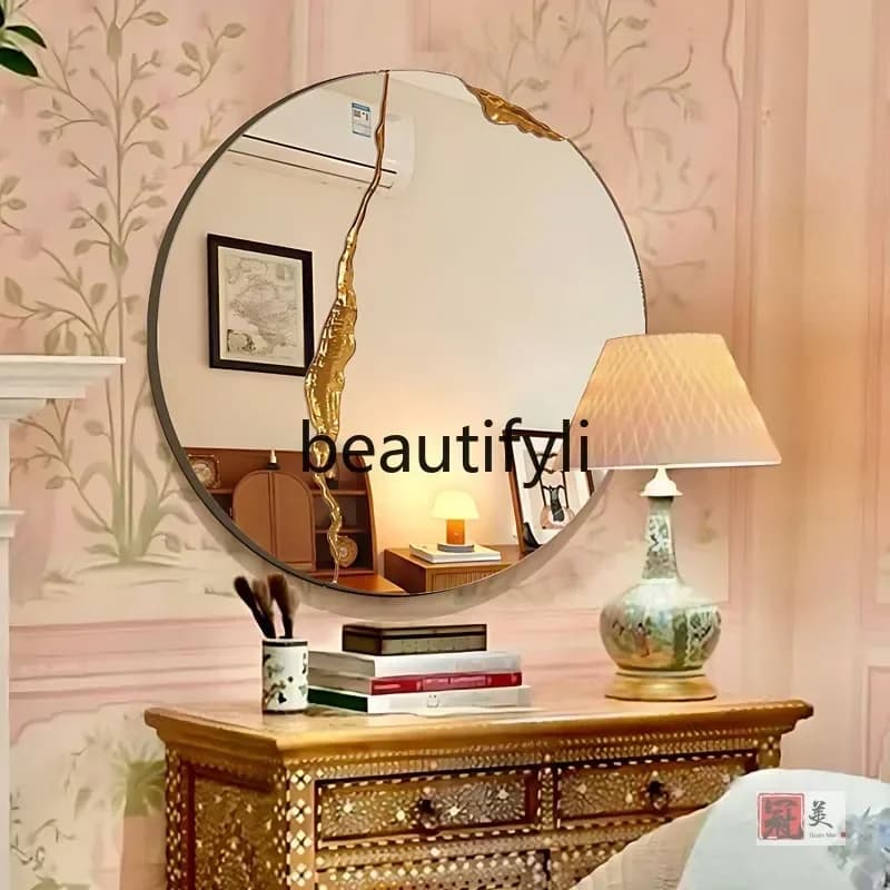 ssK178 ss25 Ingresso soggiorno rotondo francese Luce americana caminetto artistico di lusso specchio decorativo Bagno europeo di fascia alta m