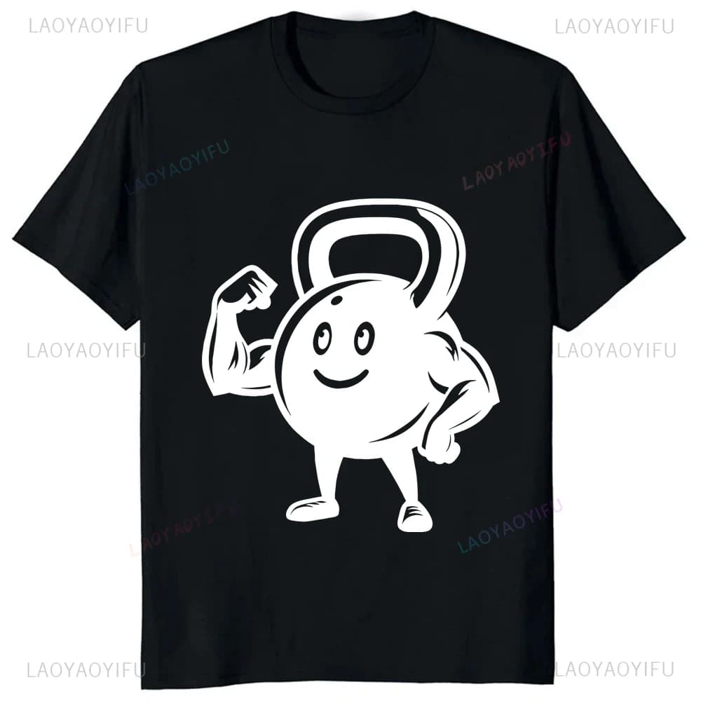 Hot Sale PALESTRA Kettlebell Graphic Cartoon Printed Men Tshirt Fashion Hip Hop Streetwear Casual Fitness Bodybuilding Gymnastics Tees
