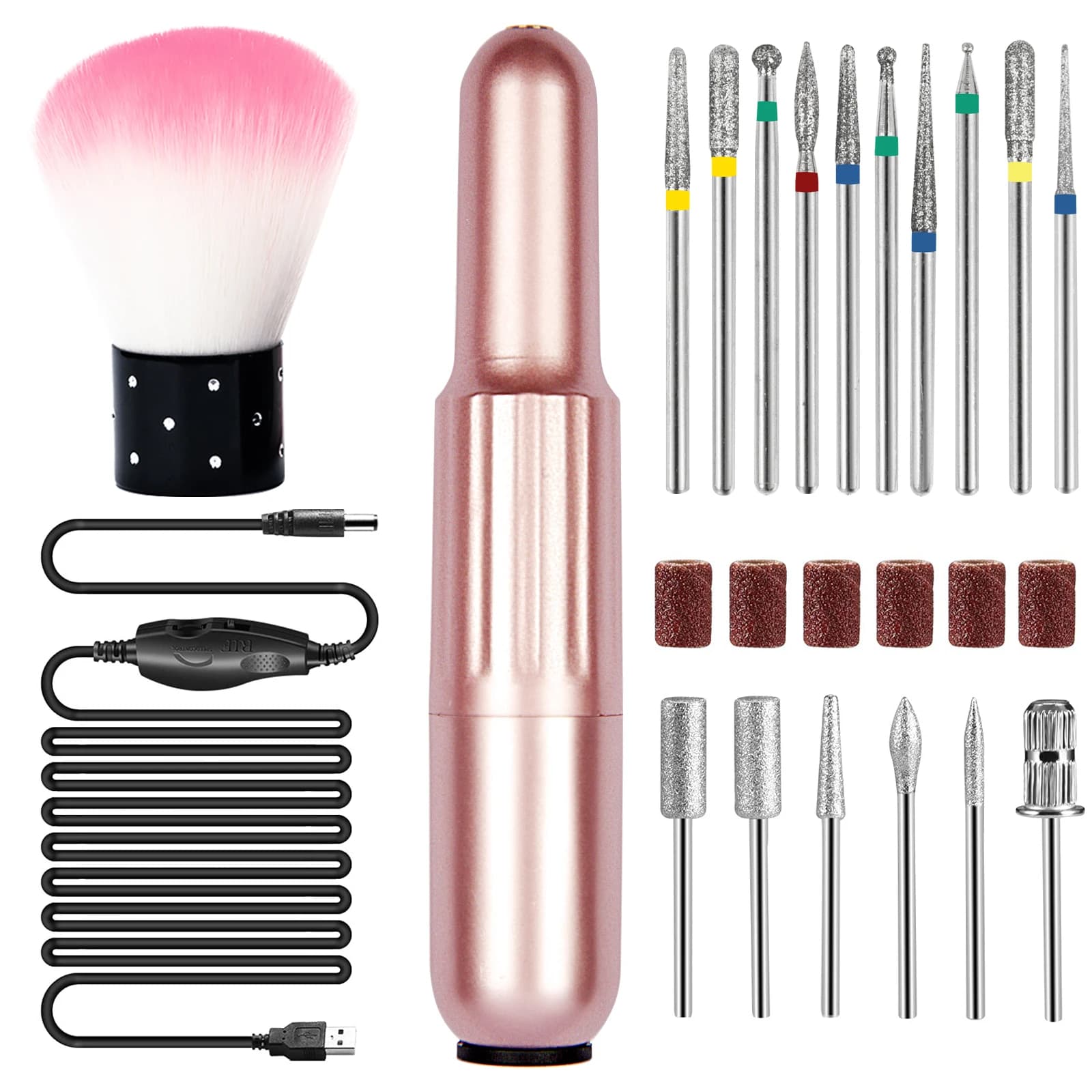 Trapano per unghie professionale Set di frese per manicure elettrico Set di lime per unghie Punte da trapano Strumenti per la rimozione dello smalto gel Strumenti per la pelle morta