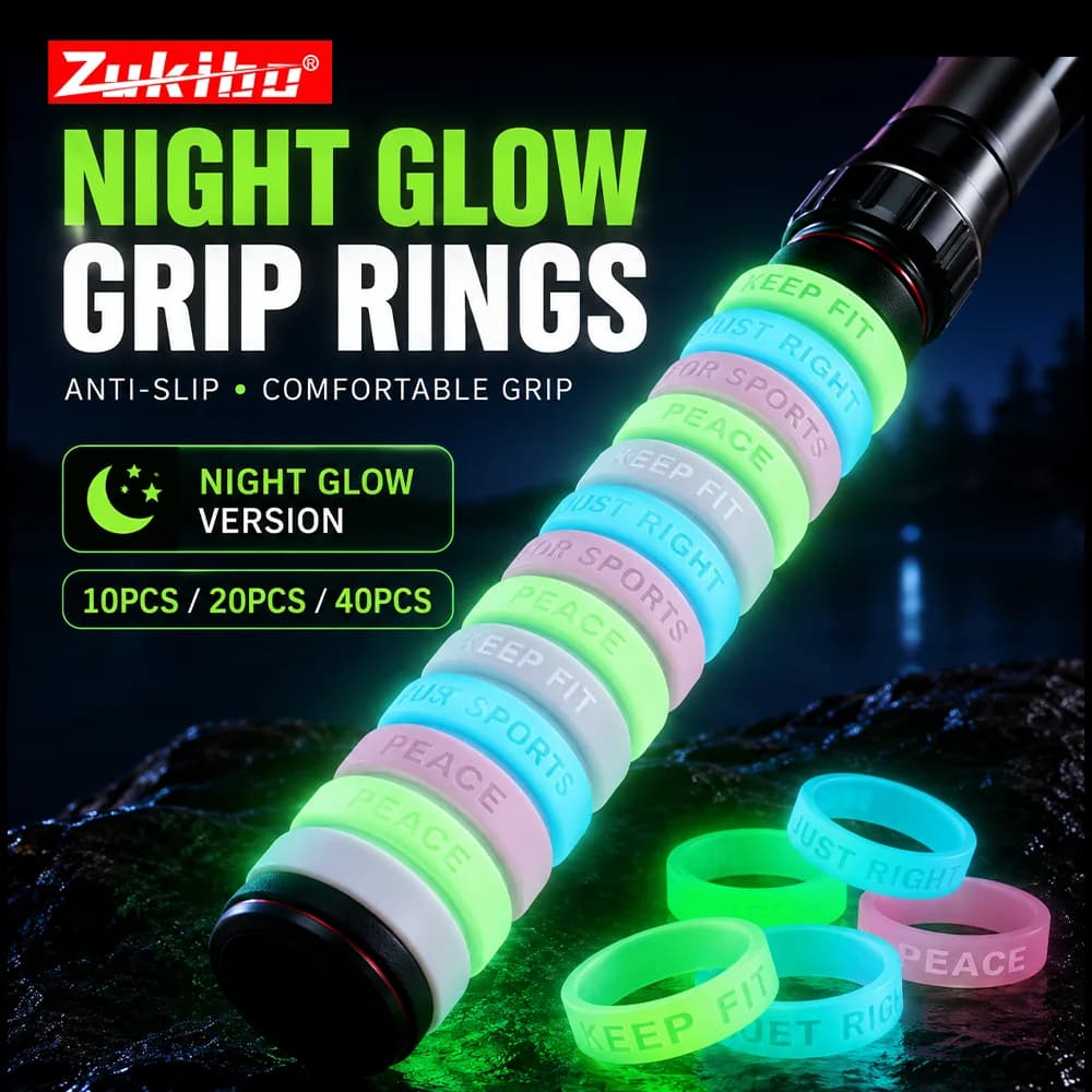 ZUKIBO Anello Antiscivolo in Silicone Luminescente per Manico Canna da Pesca, Fascia Protettiva per Canna, Accessorio per Attrezzatura da Pesca