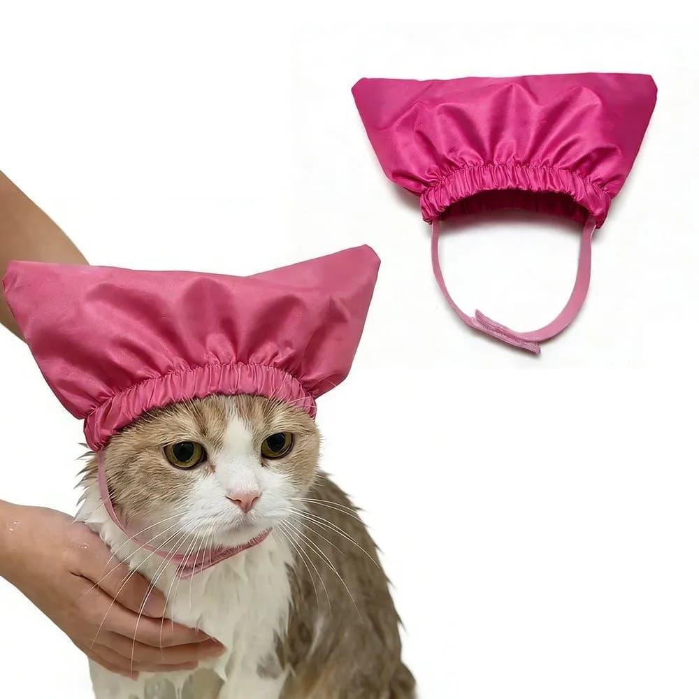 Cappello Impermeabile per il Bagno dei Gatti, Copricapo Elastico Riutilizzabile, Protezione per le Orecchie, Comodo Cappello per il Bagno dei Cani