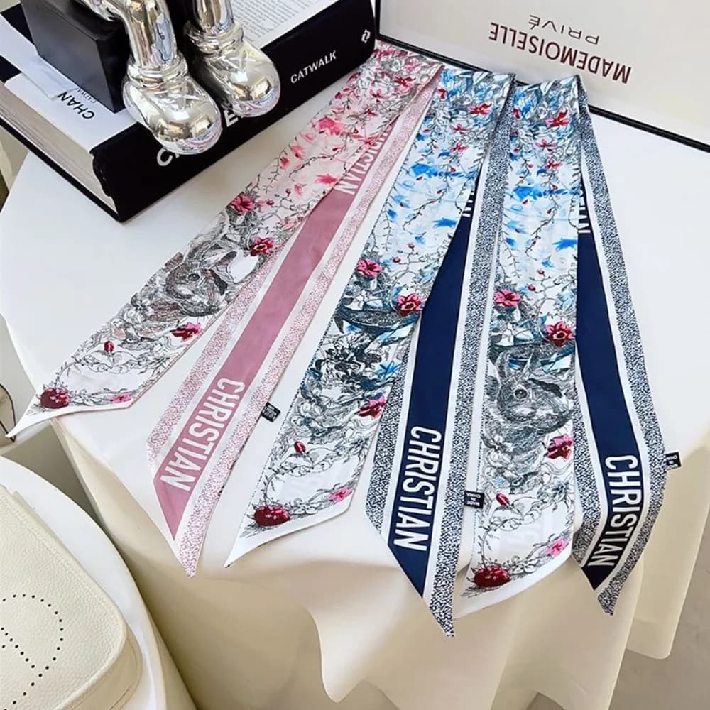 Nuovo versatile carta dei tarocchi pianta fiore signore lungo nastro avvolgente borsa nastro piccola sciarpa sciarpa hijab di lusso all'ingrosso per donna