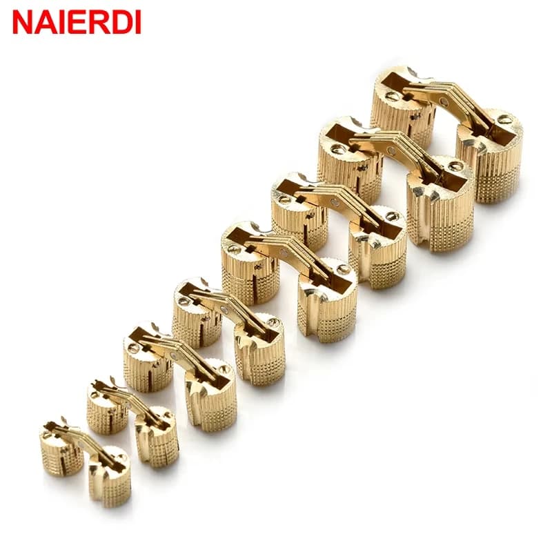 NAIERDI di Rame In Ottone Cerniere Per Mobili 8-18 millimetri Cilindrico Nascosta Scomparsa Invisibile Cerniere Della Porta Per Ferramenteria e attrezzi Contenitore di Regalo