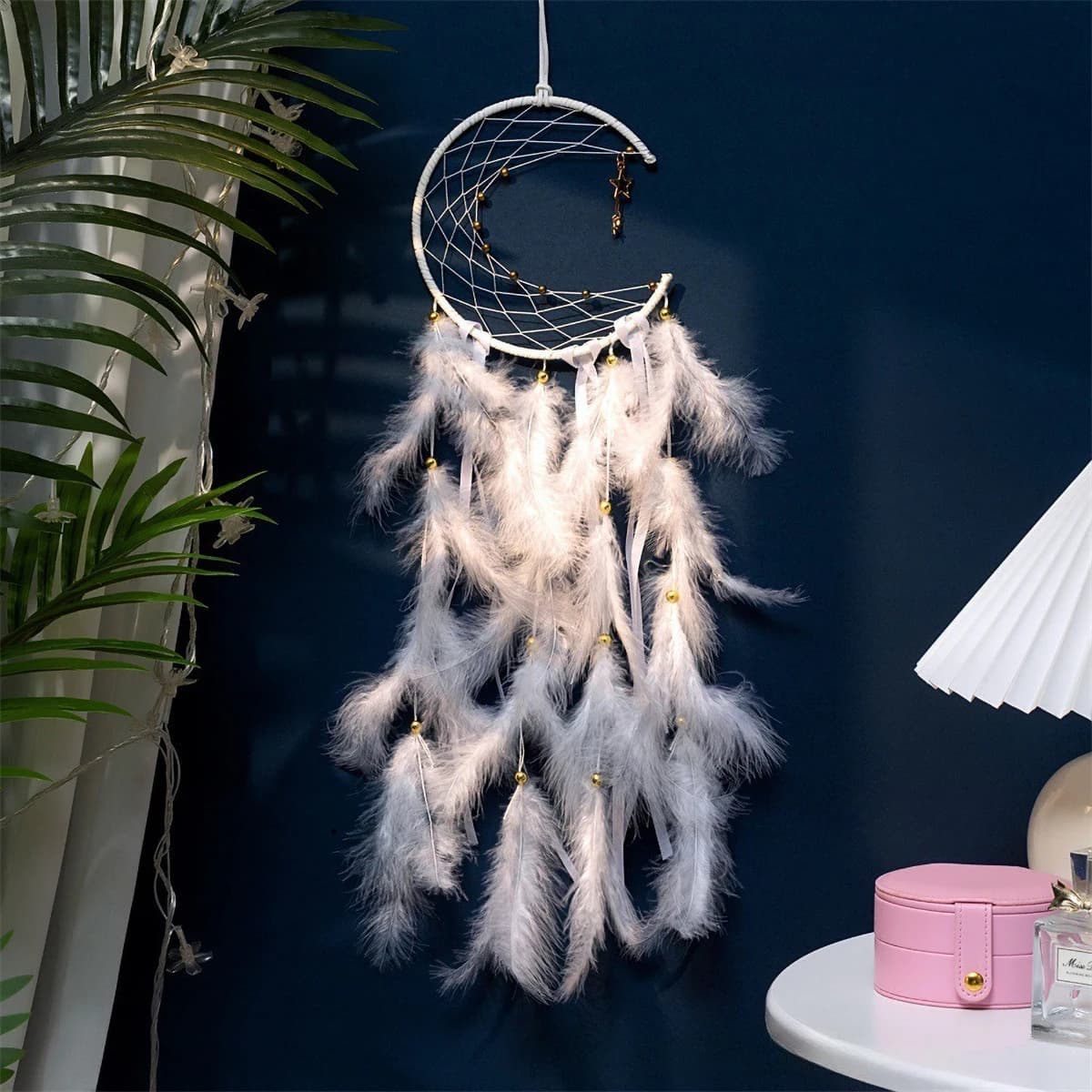 Boho Moon Dreamcatcher - Handmade Wind Chime for Grads, Celestial Pendant Decor Gift
