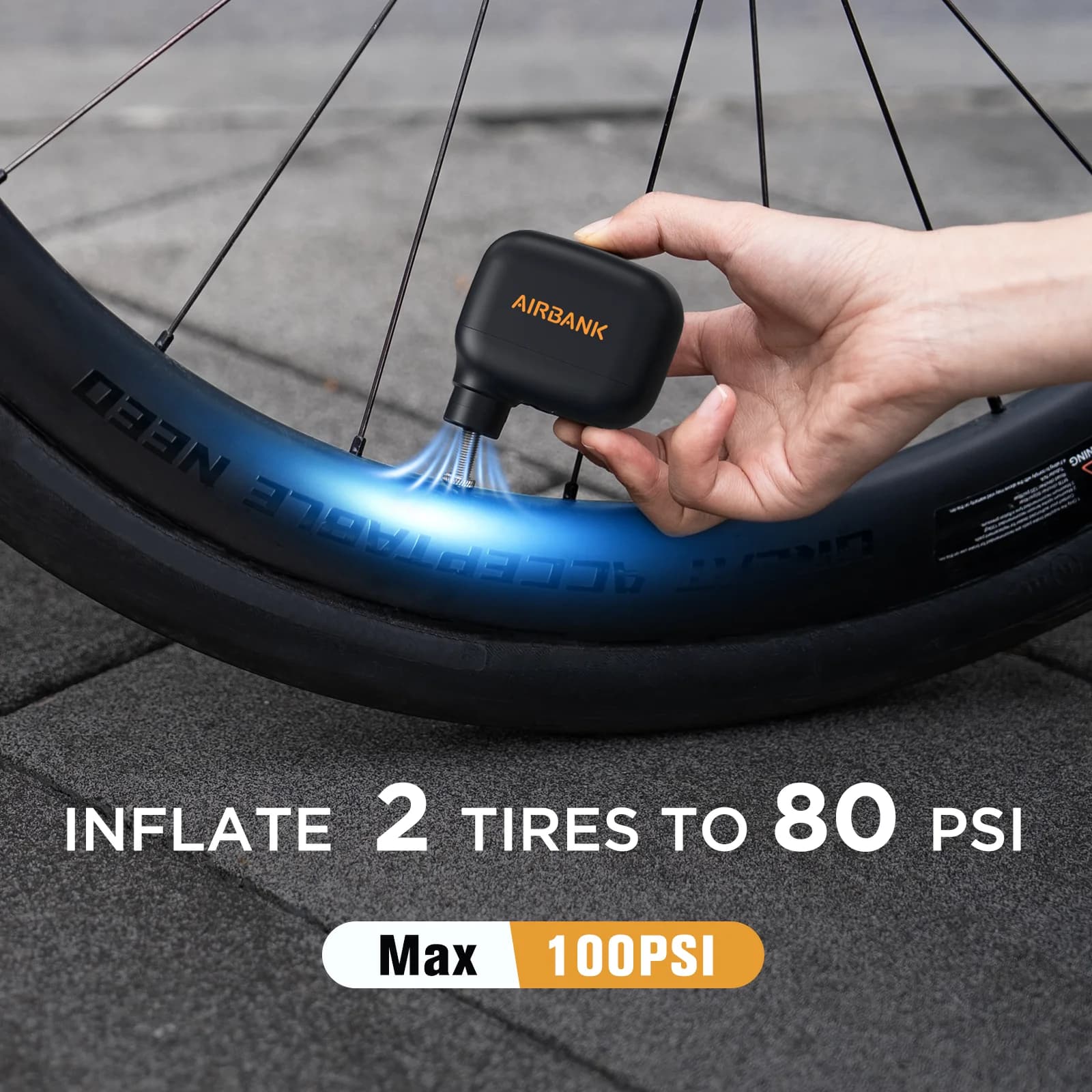 AIRBANK AS100 Mini pompa da bicicletta portatile ricaricabile gonfiatore d'aria bici Schrader Presta 100PSI accessori ciclismo
