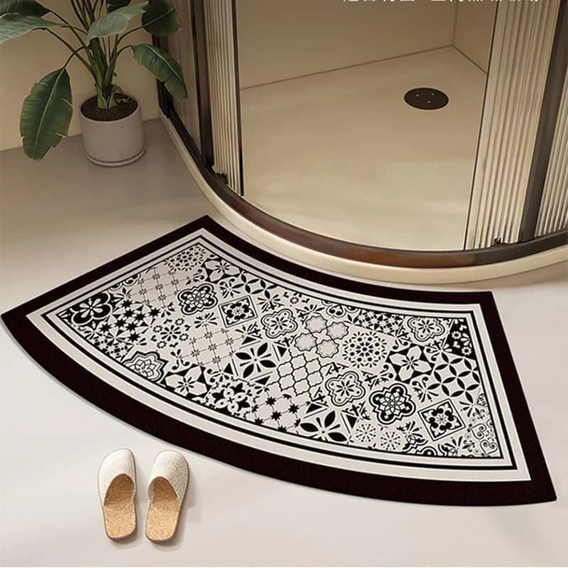 Tappetino da Bagno Curvo di Lusso VIKAMA - Tappetino Assorbente Antiscivolo per Doccia, Asciugatura Rapida, Poggiapiedi per Vasca, Decorazione Casa