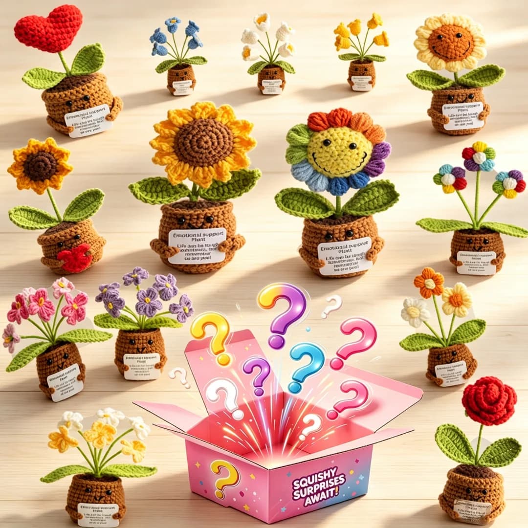 Mini Crochet Potted Tabletop Roses Sunflowers Potted Emotional Support Plants for Party Valentine Christmas Graduation Gifts