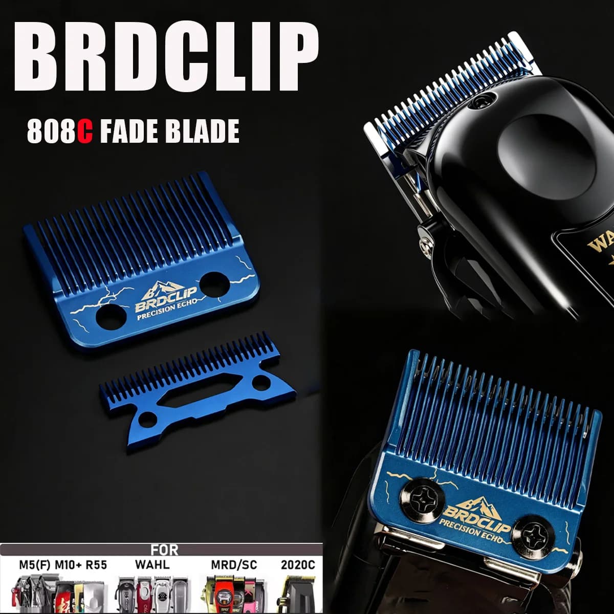 Lame di ricambio originali BRDCLIP 808C Echo FADE per tosatrici M10, M5, R77F, 8148, BRD106, 108, FA1C, X1
