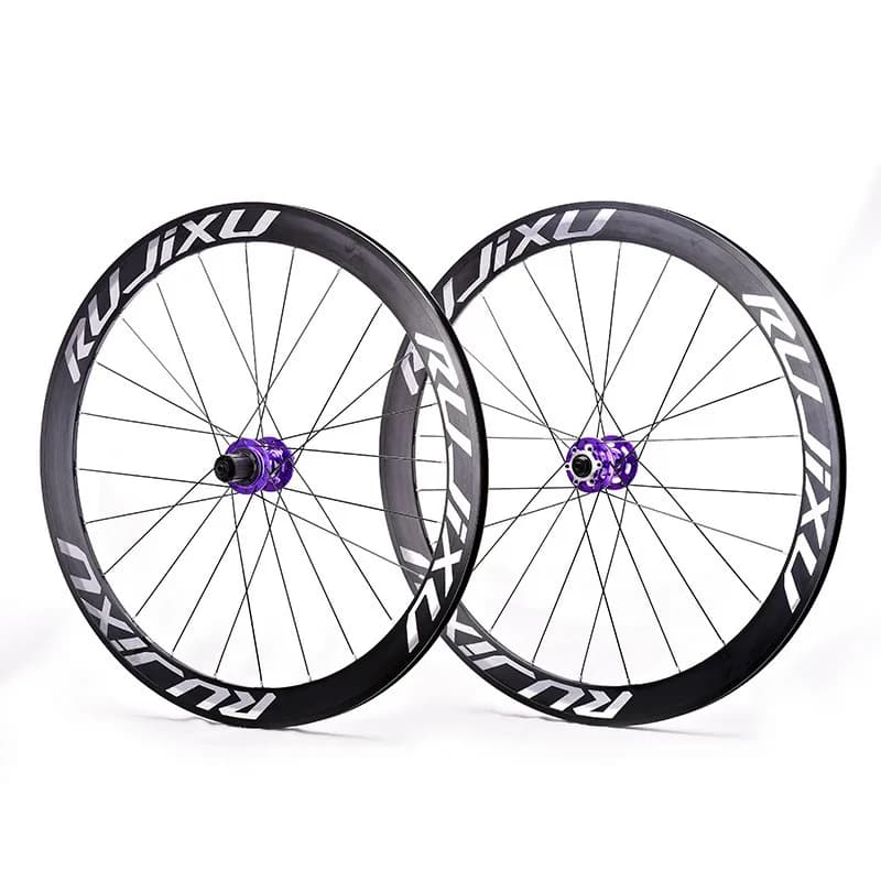 Set of RUJIXU 700C wheels for racing bikes with disc brakes, 40/50mm deep profile, aluminum, with passing pin, light, racing bike wheels.