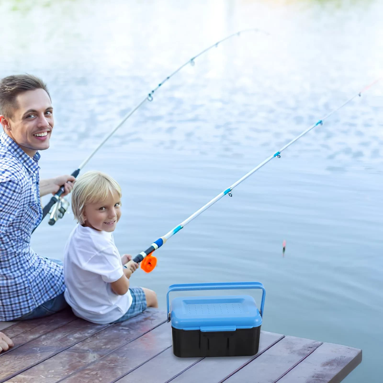 2 contenitori portaoggetti 5.11X3.54X2.36 pollici 3.93X3.93X2.95 pollici, scatola portatile in plastica per vermi, per la conservazione di esche vive da pesca