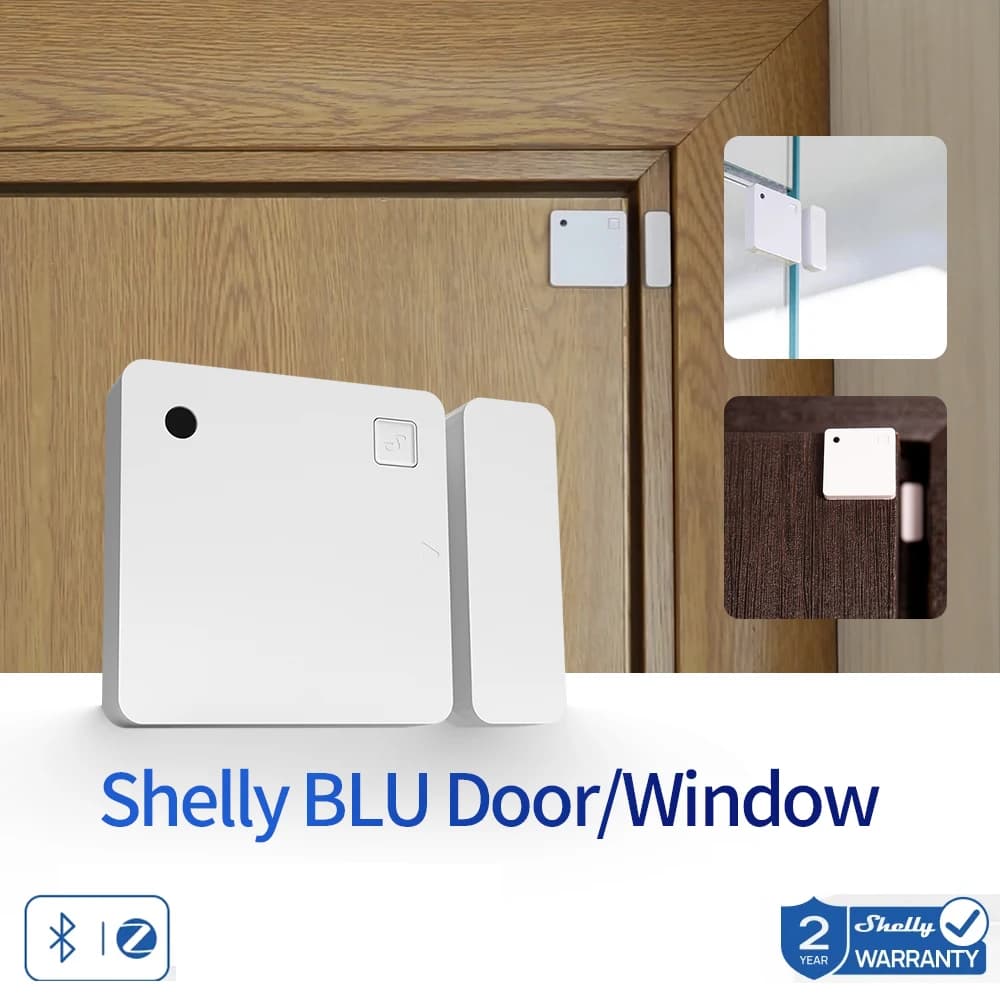Shelly BLU Door/Window ZB Sensore Intelligente Zigbee Shelly BLU per Porte/Finestre, Allarme Antifurto Compatibile con Smart Life, Alexa e Google Home