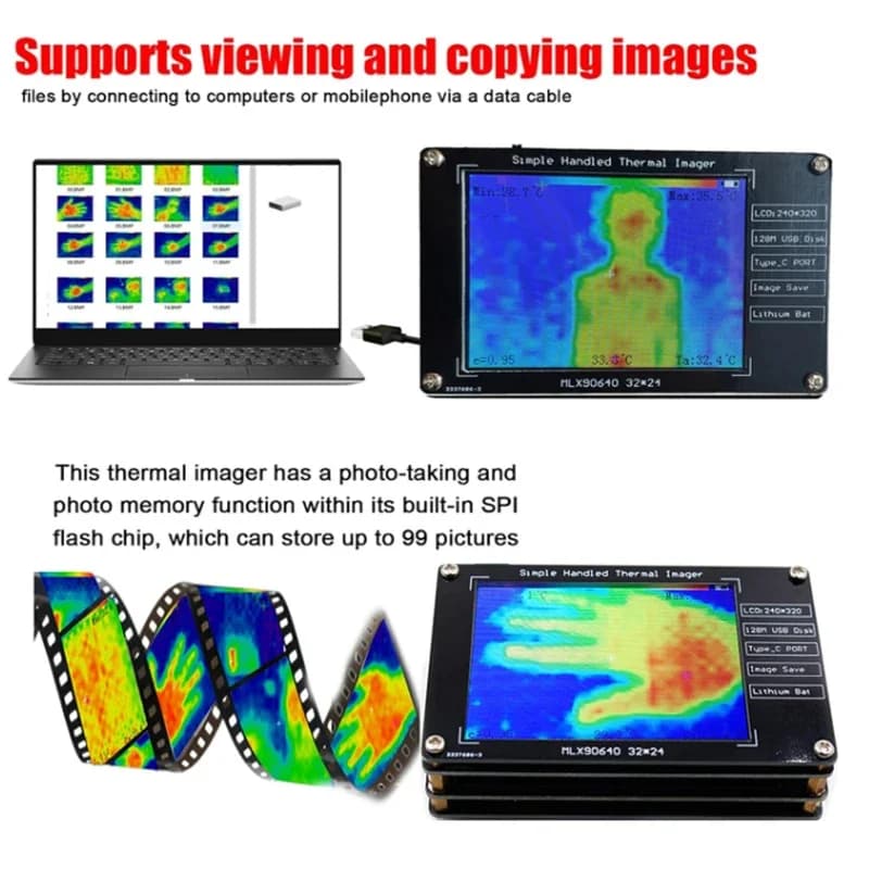 Termocamera portatile -40 ℃ a 300 ℃ La piccola telecamera per immagini termiche supporta l'immagine massima di misurazione della temperatura centrale minima