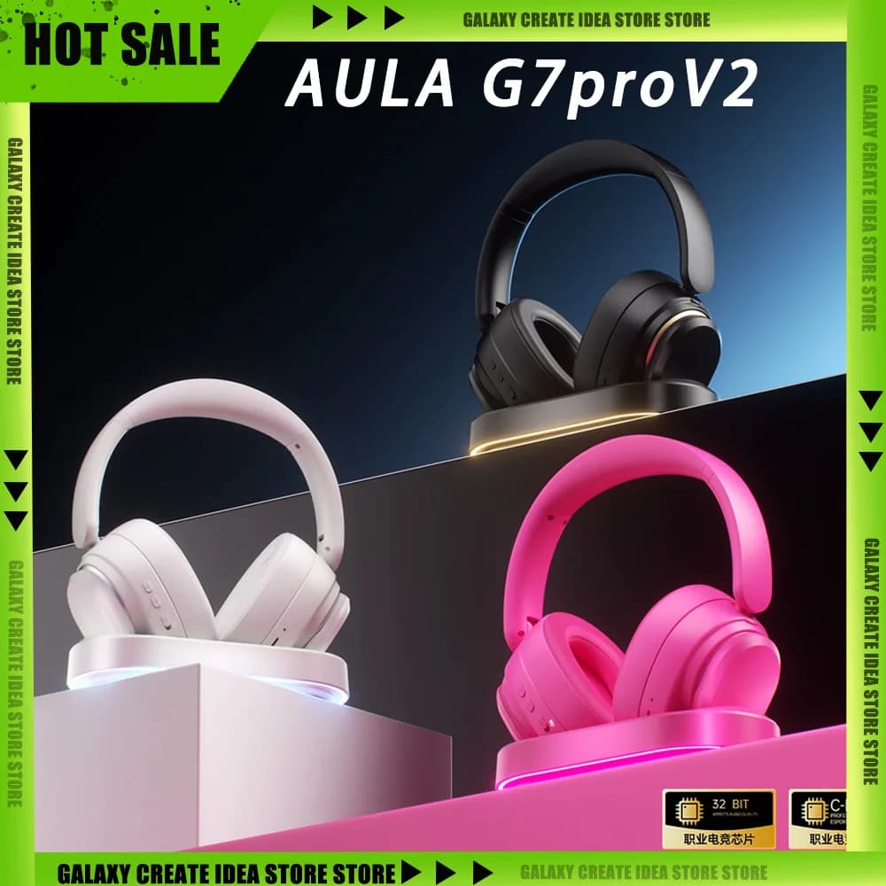 AULA G7proV2 Bluetooth Wireless Headphone 2000mAh Type-C Gaming Headset 6-Mode With Charging Base G7V2 E-sports Headphone Gifts