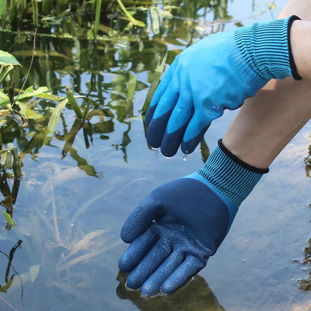 1 paio di guanti da pesca professionali impermeabili, materiale in lattice antiscivolo, guanti leggeri e comodi per uso esterno