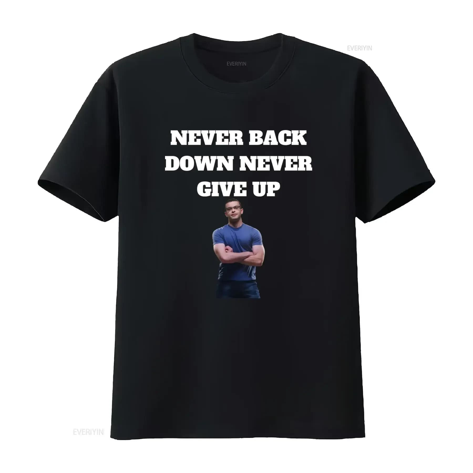 T-shirt da uomo inspirata a Nick Eh 30 Never Back Down Give Up, vintage, lavata, versatile, alla moda, elasticizzata, streetwear, elegante