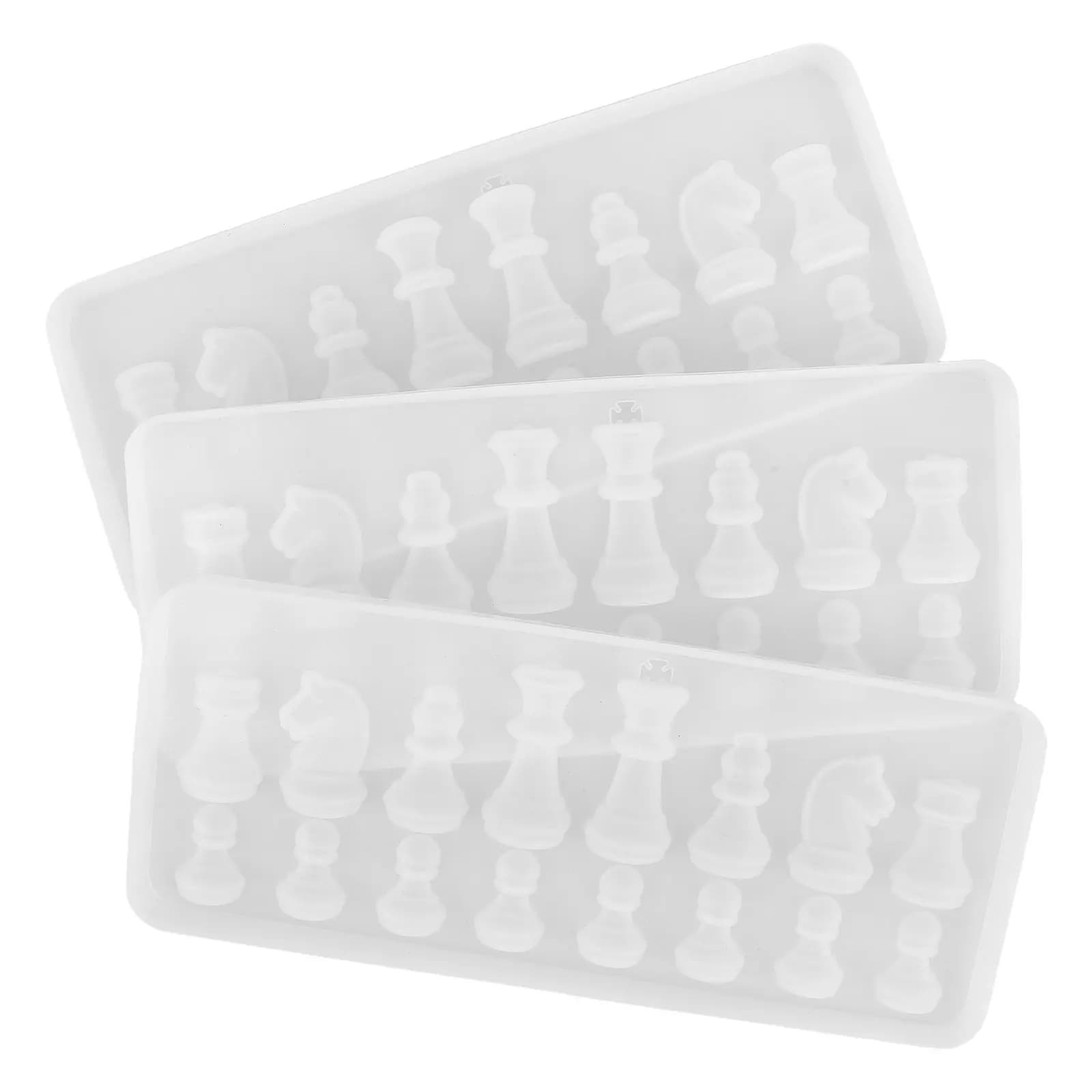 3Pcs Silicone Chess Piece Molds for Resin Casting DIY Chess Set Making Jewelry Pendants Crystal Crafts Family Party Educational