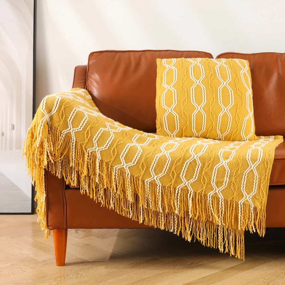 Coperta per divano Coperte Coperta lavorata a maglia Coperte per scialle Colore a contrasto Piccola coperta Asciugamano per coda da letto Asciugamano per divano in lana