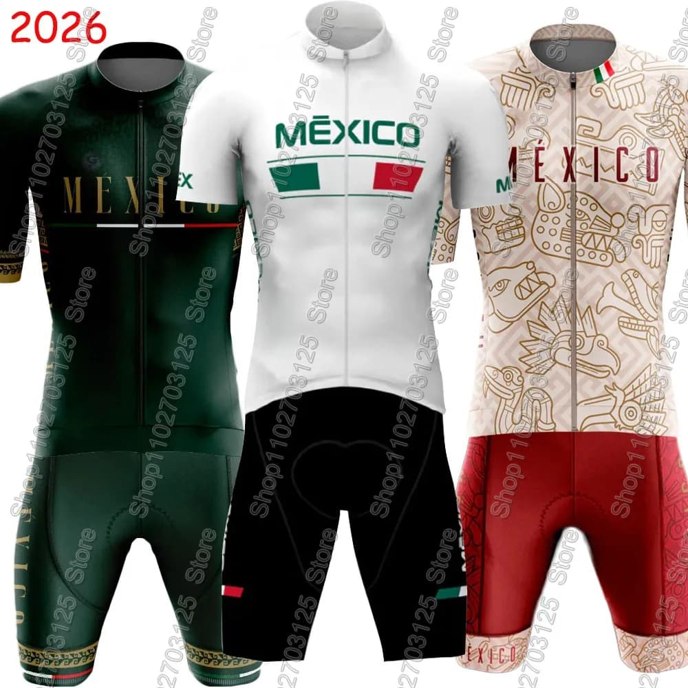 Cycling Jersey Mexico 2026 National Team Set Summer Mexican Green Clothing Road Bike Shirts Jumpsuit Shorts with MTB Ropa Bicycle Seats