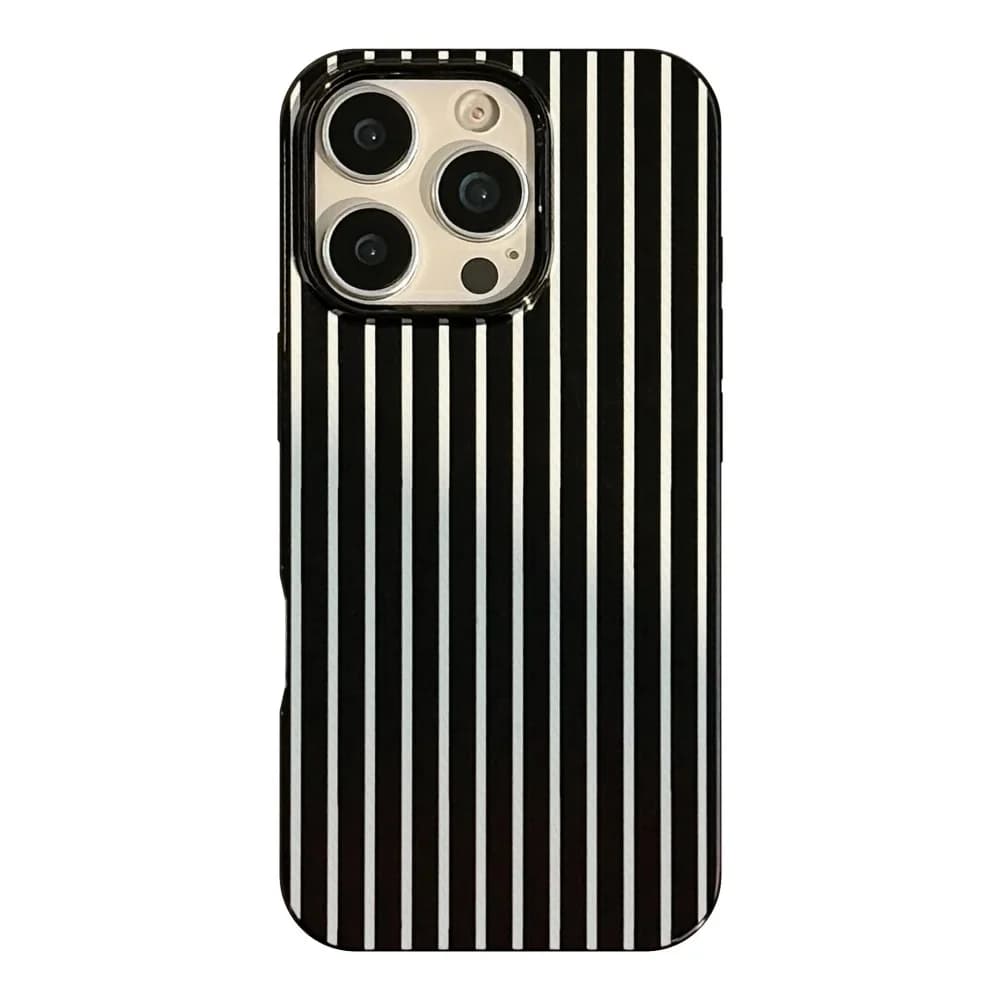 Custodia per telefono a strisce verticali bianche nere per iPhone 17 Air 16 Pro Max 15 14 Plus 13 12 Mini 11 Pro Cover posteriore in silicone antiurto