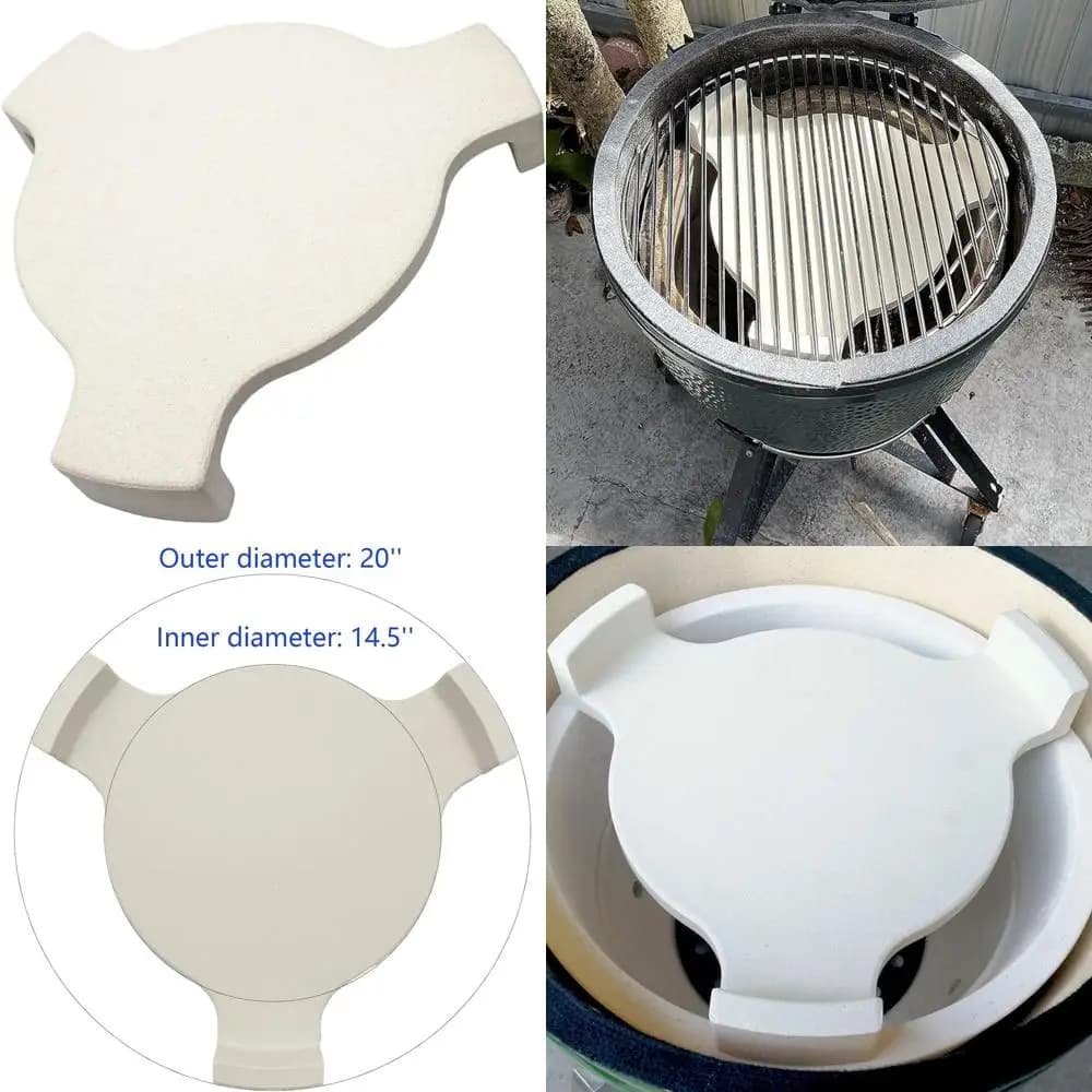 Pietra Ceramica per Pizza da 20 cm per Griglie a Carbone - Deflettore di Calore e Piastra Conveggente