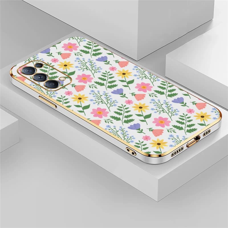 Custodia per telefono in TPU placcato per OPPO Reno 4Z 4G 2 2Z 2F 5 5G 5F 5K 4 5 6 7 Lite, con motivo floreale, antiurto e protettiva
