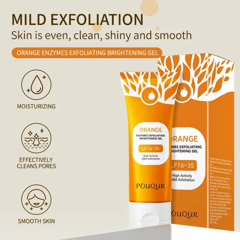 2025 New orange enzyme exfoliating gel cleanser for dead skin on face and body rubbing mud tread cleanser face