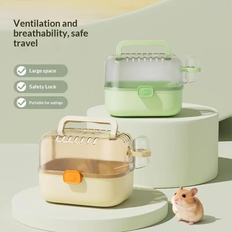 Gabbia Portatile per Criceti con Maniglia e Bottiglia d'Acqua, Trasportino per Chinchilla, Gabbia da Viaggio per Piccoli Animali, Accessori per Animali Domestici