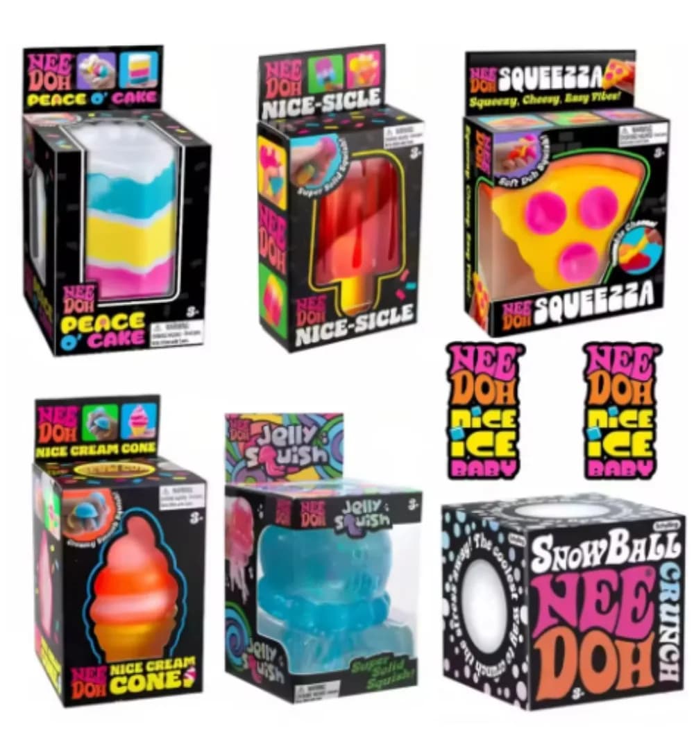 Schylling Nee Doh Nice Cube & Nice-Sicle Squishy Toy Sensory Stress Relief Squeeze Cube Anti-Anxiety Fidget Toy for Focus ADHD