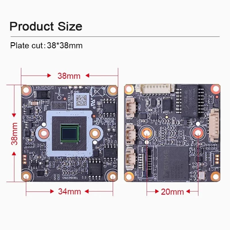 Available New 5MP Mini IP Camera Module with Imx335 Sensor, 3.6mm 80 Degrees No Distortion, POE, H.265AI/H.265+, 0.0001Lux