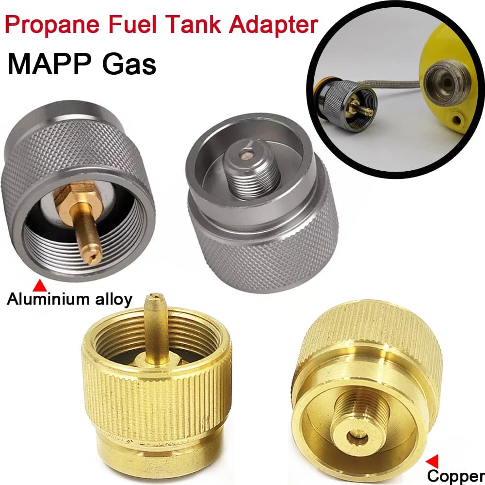 Fuel tank adapter propane Mapp valve output Lindal Camping cooker Convert reservoir gas adapter MAPP Cylinder input 1 LB